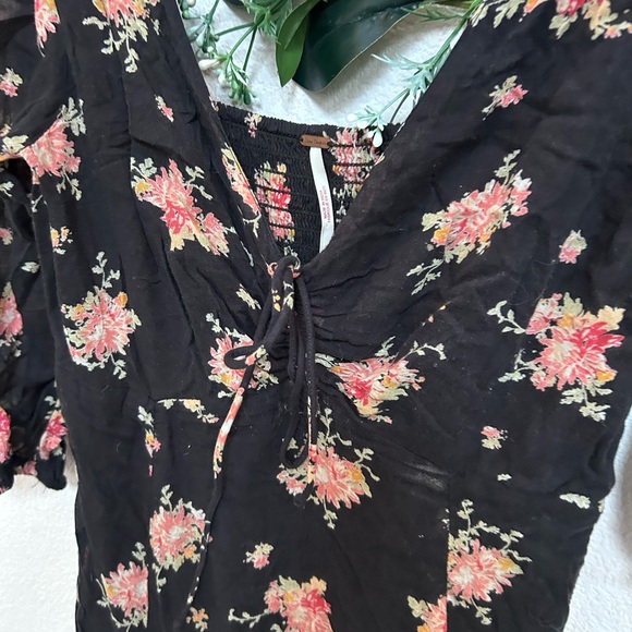 Free People Women's size 0 Black Sea Glass Floral Maxi Dress Lined Boho Flowy - Picture 15 of 16